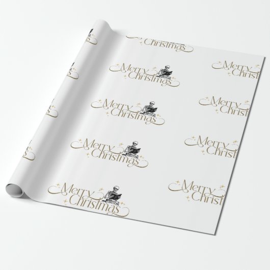 ゴシック様式のクリスマススケルトンブックラッピング紙 ラッピングペーパー (アンロールド)