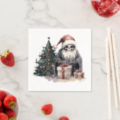 ゴシック様式のクリスマスツリーとサンタハットのスカル スタンダードカクテルナプキン (インサイチュ)