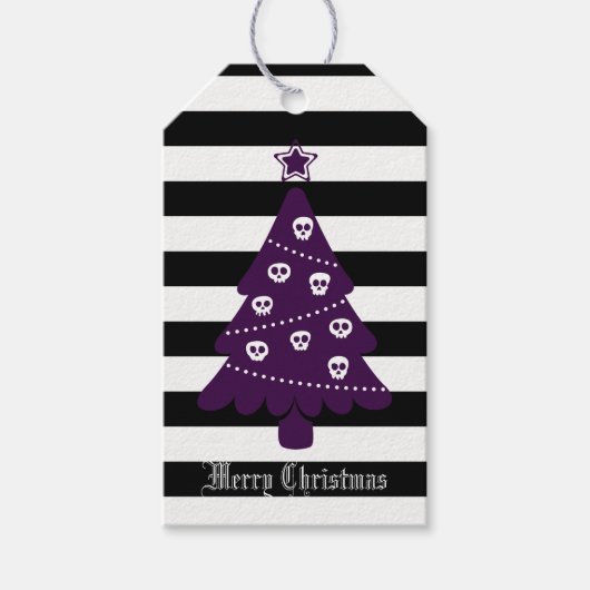 ゴシック様式のクリスマスツリーストライプとクリスマス ギフトタグ (正面)