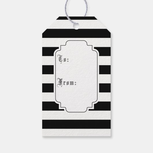 ゴシック様式のクリスマスツリーストライプとクリスマス ギフトタグ (裏面)