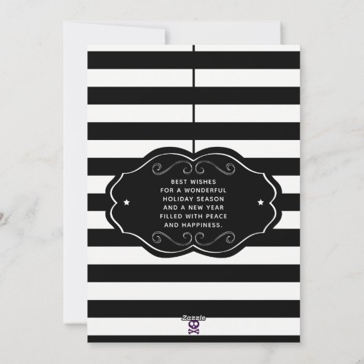 ゴシック様式のクリスマスツリーストライプとクリスマス シーズンカード (裏面)