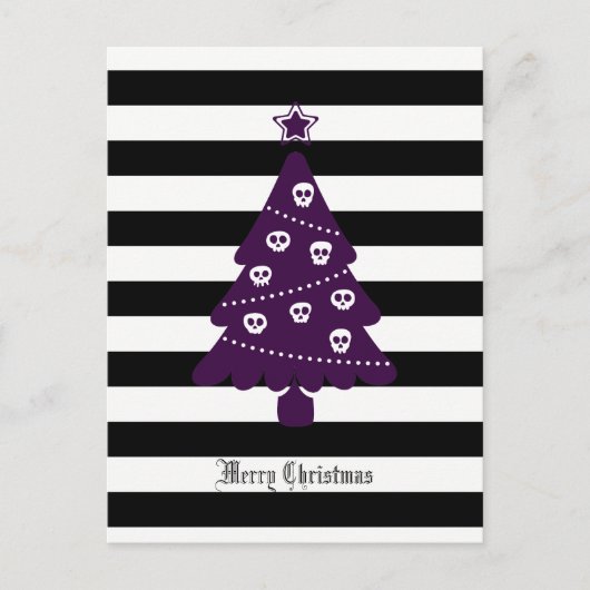ゴシック様式のクリスマスツリーストライプとクリスマス シーズンポストカード (正面)