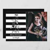 ゴシック様式のクリスマスツリーストライプの シーズンカード (正面/裏面)