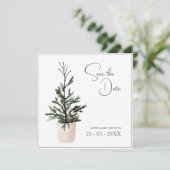 ゴシック様式のクリスマスツリー冬の結婚式 セーブザデート (スタンド正面)