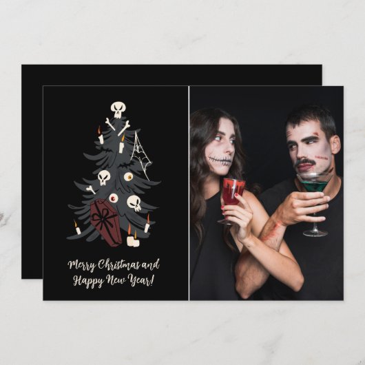 ゴシック様式のクリスマスツリー シーズンカード (正面/裏面)