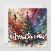 ゴシック様式のクリスマスツリー シーズンカード (正面)