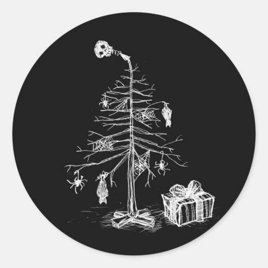 ゴシック様式のクリスマスツリー ラウンドシール (正面)