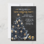 ゴシック様式のクリスマスパーティー金ゴールド&ブラック 招待状 (正面)
