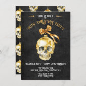 ゴシック様式のクリスマスパーティー金ゴールド&ブラック 招待状 (正面/裏面)