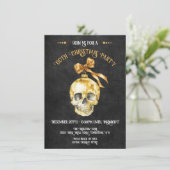 ゴシック様式のクリスマスパーティー金ゴールド&ブラック 招待状 (スタンド正面)