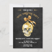 ゴシック様式のクリスマスパーティー金ゴールド&ブラック 招待状 (正面)