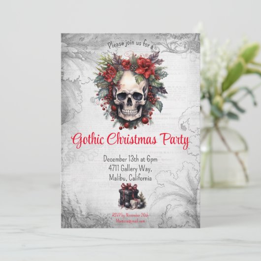 ゴシック様式のクリスマスパーティー 招待状 (スタンド正面)
