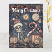 ゴシック様式のクリスマスフェスティバル不気味スカル カード (黄色い花)