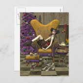 ゴシック様式のクリスマスポストカード – 「サンタ待ち」 シーズンポストカード (正面/裏面)