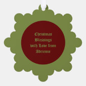 ゴシック様式のクリスマスリースカスタム オーナメントカード (裏面)