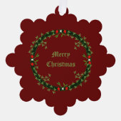 ゴシック様式のクリスマスリースカスタム オーナメントカード (正面)