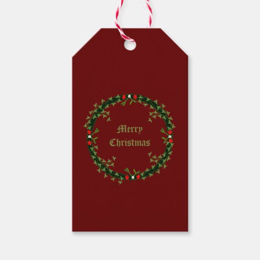 ゴシック様式のクリスマスリースカスタム ギフトタグ (正面)