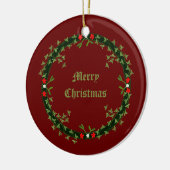 ゴシック様式のクリスマスリースカスタム セラミックオーナメント (左)
