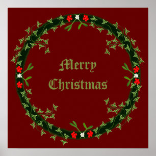 ゴシック様式のクリスマスリースカスタム ポスター