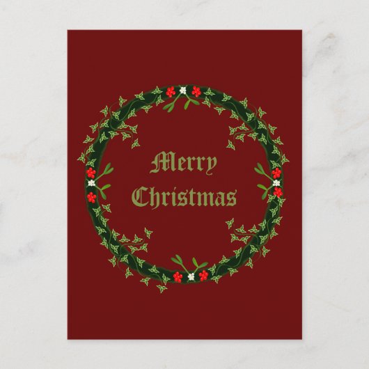 ゴシック様式のクリスマスリースカスタム ポストカード (正面)