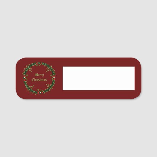 ゴシック様式のクリスマスリースカスタム 名札 (正面)