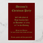 ゴシック様式のクリスマスリースカスタム 箔招待状 (裏面)