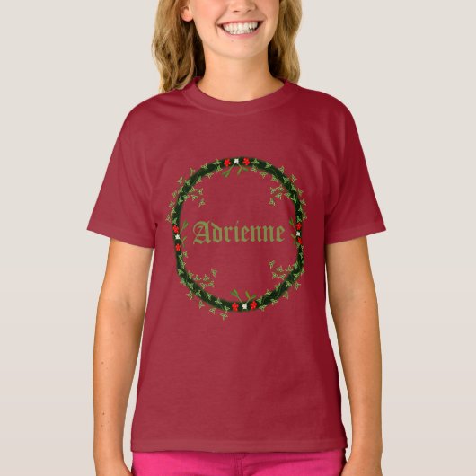 ゴシック様式のクリスマスリースカスタム Tシャツ (正面)