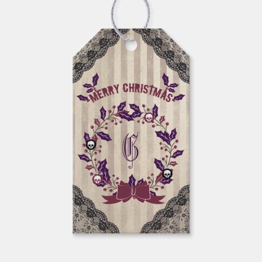 ゴシック様式のクリスマスリース ギフトタグ (正面)