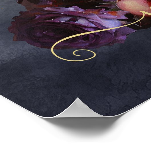 ゴシック様式のクロウバンパイアこうもりダークムーディ結婚ーズのブーケ ポスター (角)