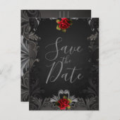 ゴシック様式のグラマー赤バラの装飾日を除く 案内ポストカード (正面/裏面)