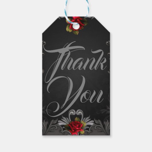 ゴシック様式のグラマー赤ローズブラック観賞用グラーム ギフトタグ (正面)