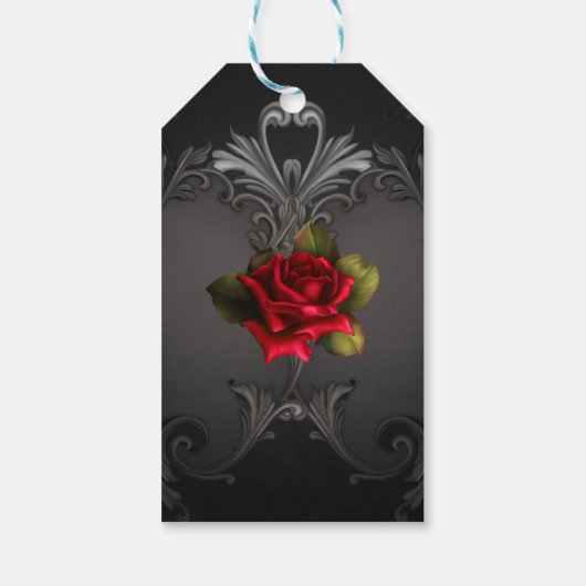 ゴシック様式のグラマー赤ローズブラック観賞用グラーム ギフトタグ (裏面)