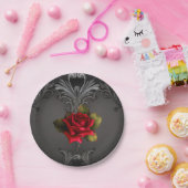 ゴシック様式のグラマー赤ローズブラック観賞用グラーム ペーパープレート (パーティー)