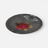 ゴシック様式のグラマー赤ローズブラック観賞用グラーム ペーパープレート (アングル)