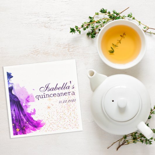 ゴシック様式のグラムクインズパープルドレス スタンダードカクテルナプキン