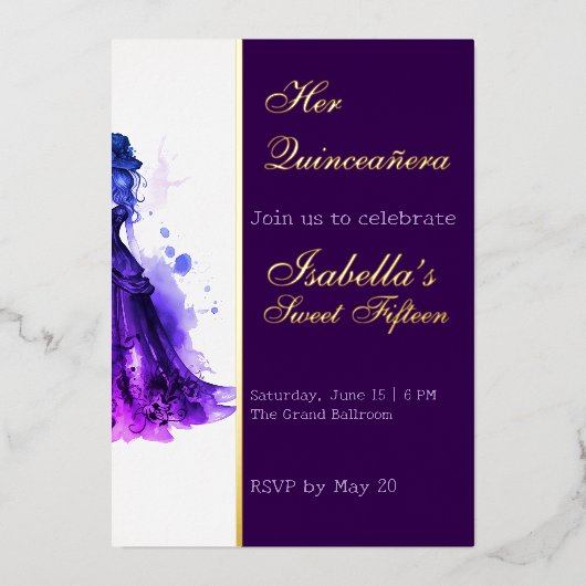 ゴシック様式のグラムクリン 箔招待状 (正面)