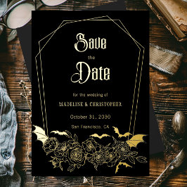 ゴシック様式のグラムブラックウェディング 箔招待状