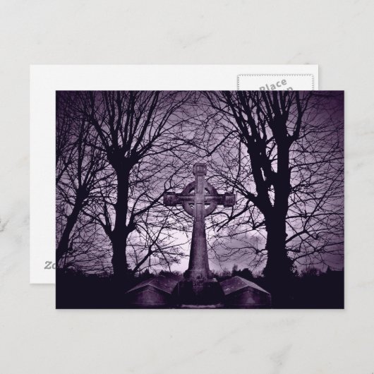 ゴシック様式のケルト様式の十字墓石紫色の版 ポストカード (正面/裏面)
