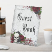 ゴシック様式のゲストブックサインとスカルとバラ 台座サイン (インサイチュ)