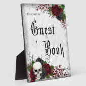 ゴシック様式のゲストブックサイン(スカルとバラ) フォトプラーク (側面)