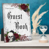ゴシック様式のゲストブックサイン(スカルとバラ) フォトプラーク (側面)