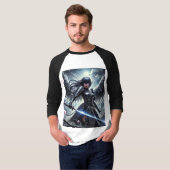 ⚔️ゴシック様式のサムライエンジェル – 影の戦士 Tシャツ (正面フル)