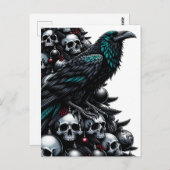 ゴシック様式のスカルとカラスのクリスマスツリー ポストカード (正面/裏面)