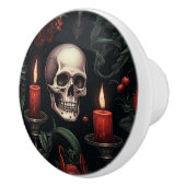 ゴシック様式のスカルとキャンドル セラミックノブ (右)