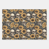 ゴシック様式のスカルと花柄 ラッピングペーパーシート (正面3)