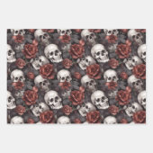 ゴシック様式のスカルと花柄 ラッピングペーパーシート (正面2)