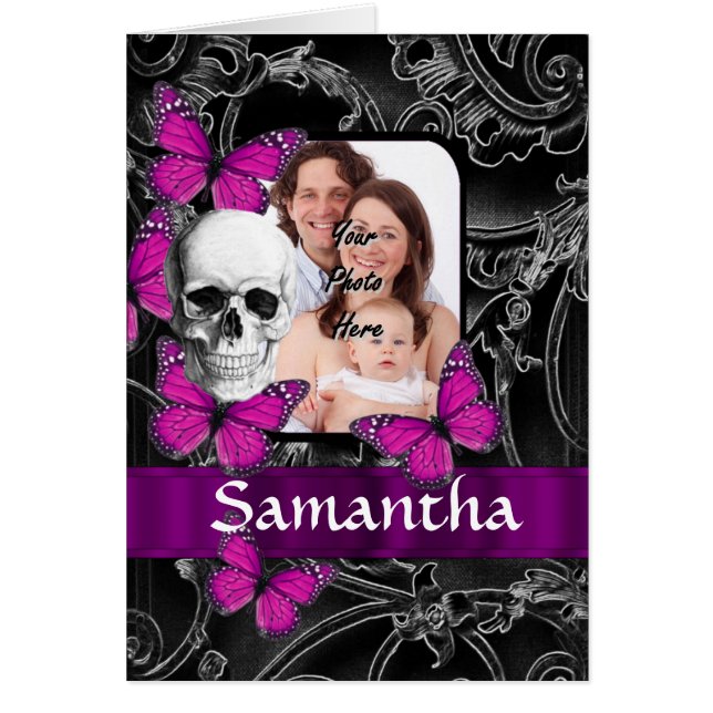 ゴシック様式のスカルと蝶 (正面)