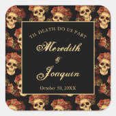 ゴシック様式のスカルは死ぬまで我々の部分的な黒結婚の スクエアシール (正面)