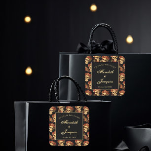 ゴシック様式のスカルは死ぬまで我々の部分的な黒結婚の スクエアシール