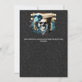 ゴシック様式のスカルバラは海賊の子供たち大人革ブルー 招待状 (裏面)